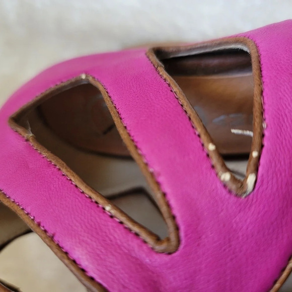 Size 6 Jeffrey Campbell pink fuschia tie wedge sandals - Picture 5 of 7